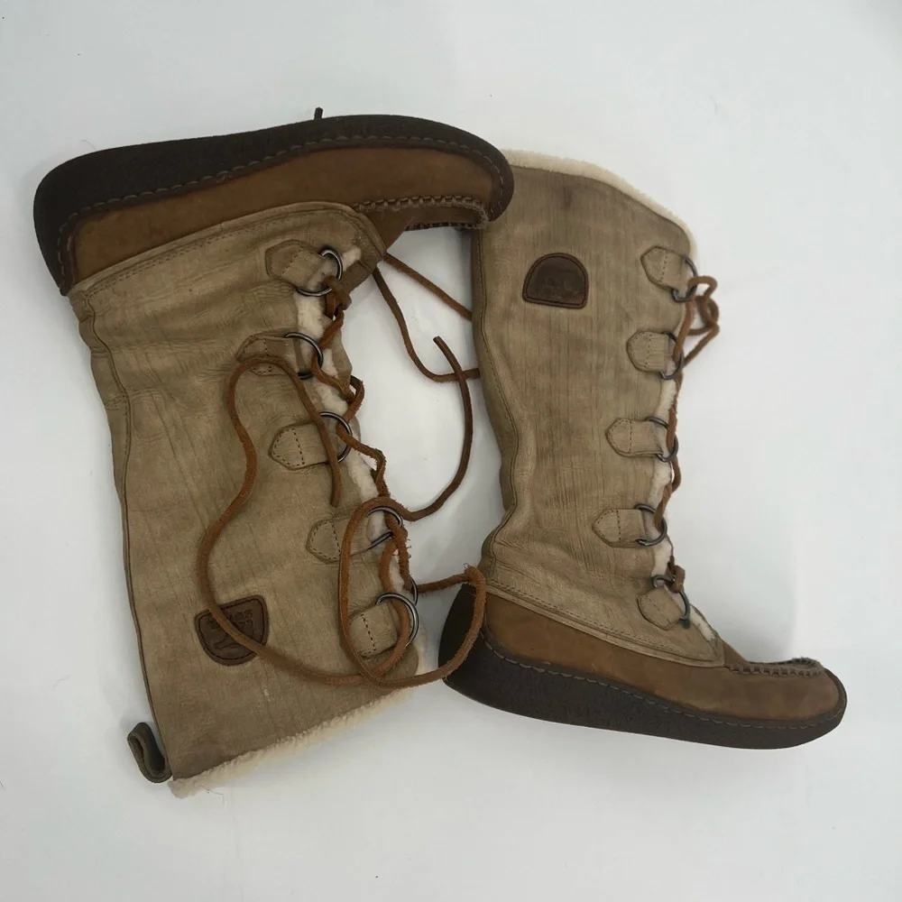 Sorel brown leather snow boots shoes size 7